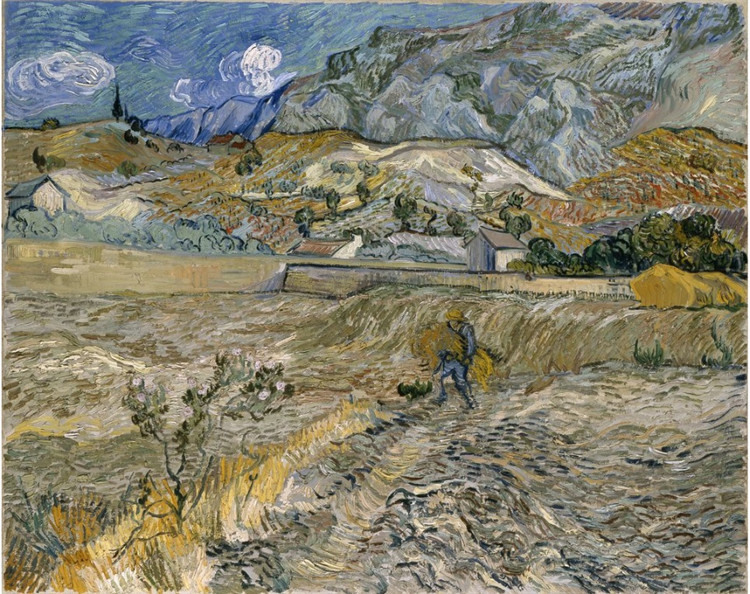 Enclosed Wheat Field With Peasant Van Gogh Oil Painting - Click Image to Close